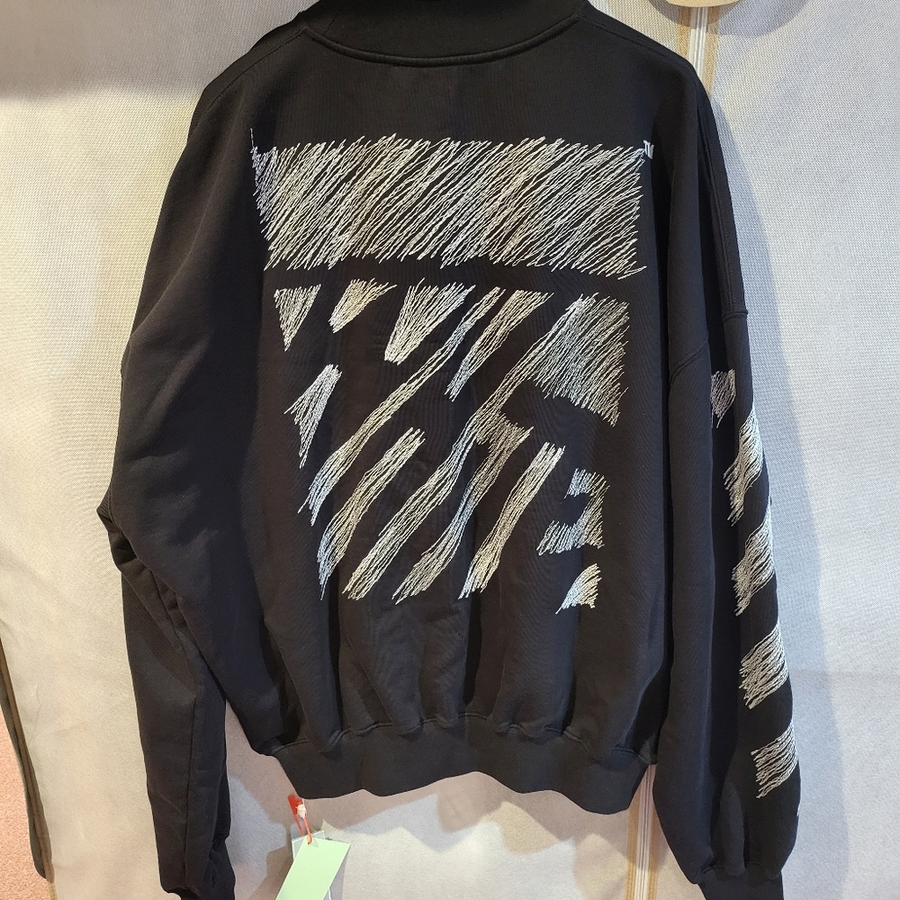 OFF-WHITE Scribble Diag Crewneck Boxy Sweatshirt - Picture 6 of 8
